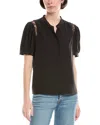 Frame Denim Lace Shoulder Inset Silk Blouse