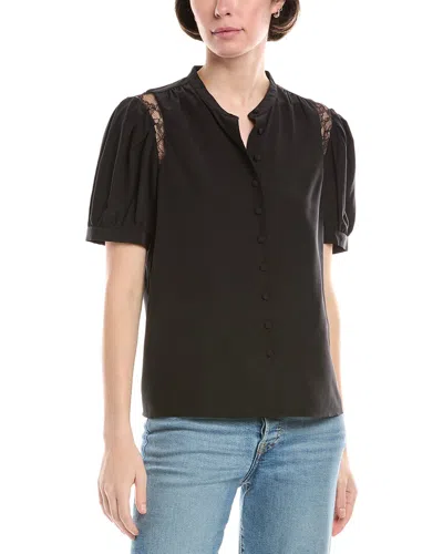 Frame Lace Shoulder Inset Silk Blouse
