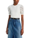 Frame Frankie Lace Puff Sleeve T-shirt In Cream