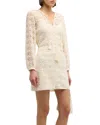 Frame Tasseled Crocheted Cotton Mini Dress In White