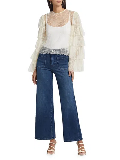 Frame Lace Tiered Ruffle Top In Cream In White