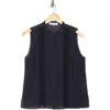 Frame Lace Trimmed Sleeveless Shirt In Navy In Blue