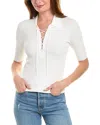 Frame Denim Lace-up Polo Sweater In White