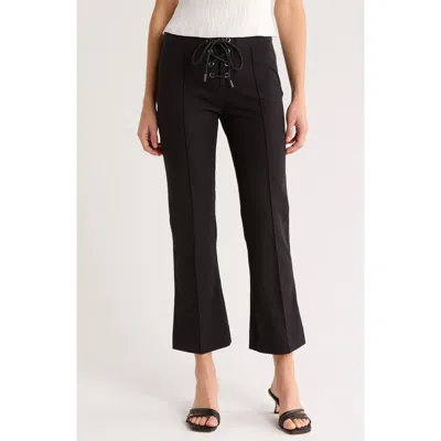 Frame Lace-up Stretch Cotton Trousers In Black
