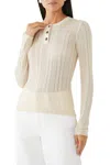 Frame Laddered Rib Henley In Cream
