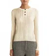 Frame Laddered Rib Henley Tee In Cream In White