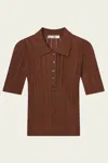 Frame Laddered Rib Short-sleeve Polo Top