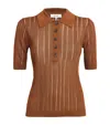 Frame Laddered Rib Polo Sweater In Brown