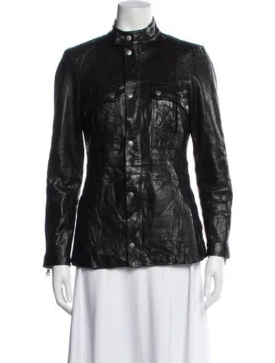 Pre-owned Frame Lamb Leather Biker Jacket In Black