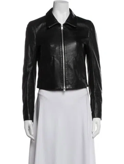 Pre-owned Frame Lamb Leather Biker Jacket In Black