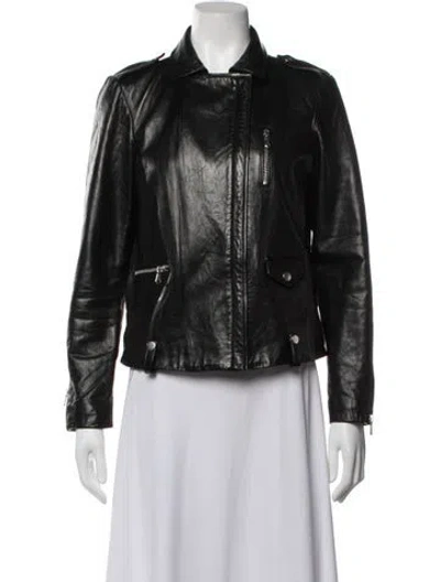 Pre-owned Frame Lamb Leather Biker Jacket In Black