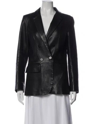 Pre-owned Frame Lamb Leather Blazer In Black