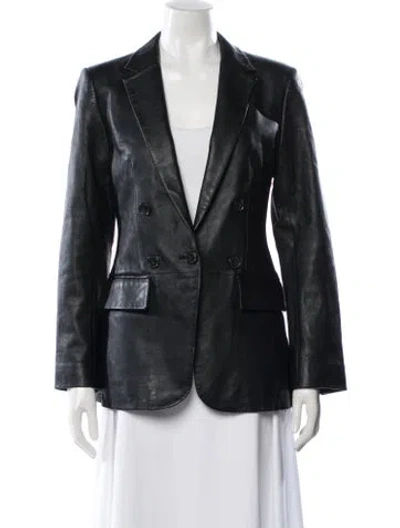 Pre-owned Frame Lamb Leather Blazer In Black