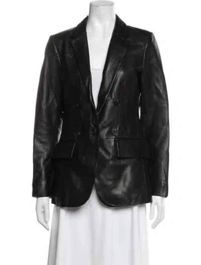 Pre-owned Frame Lamb Leather Blazer In Black