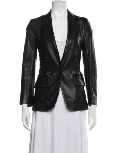 Pre-owned Frame Lamb Leather Blazer In Black
