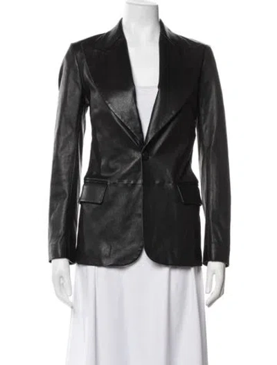 Pre-owned Frame Lamb Leather Blazer In Black