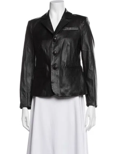 Pre-owned Frame Lamb Leather Blazer In Black