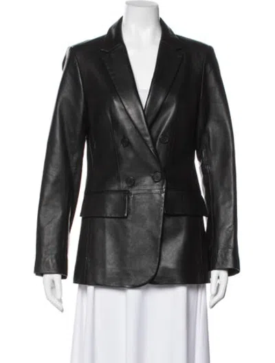 Pre-owned Frame Lamb Leather Blazer In Black
