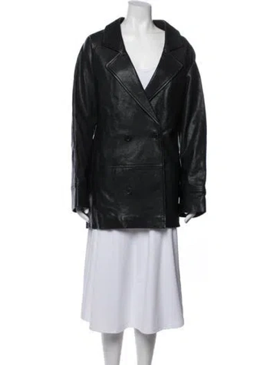 Pre-owned Frame Lamb Leather Blazer W/ Tags In Black