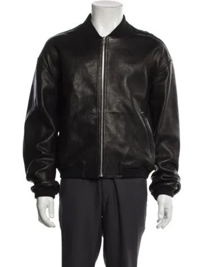 Pre-owned Frame Lamb Leather Bomber Jacket In Black