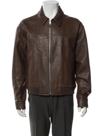 Pre-owned Frame Lamb Leather Bomber Jacket In Brown