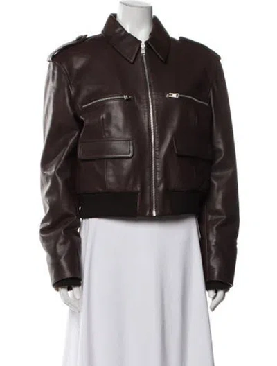 Pre-owned Frame Lamb Leather Bomber Jacket In Brown