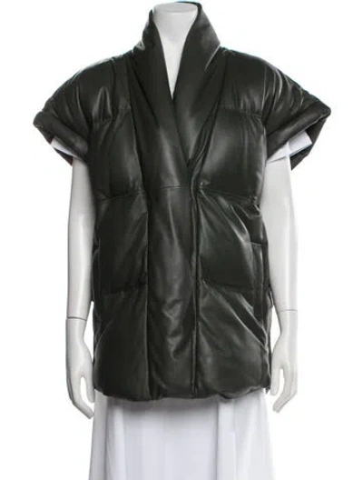 Pre-owned Frame Lamb Leather Down Coat In Green