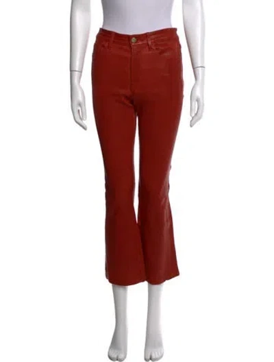 Pre-owned Frame Lamb Leather Flared Pants In Red
