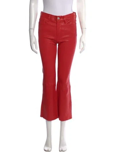 Pre-owned Frame Lamb Leather Flared Pants In Red