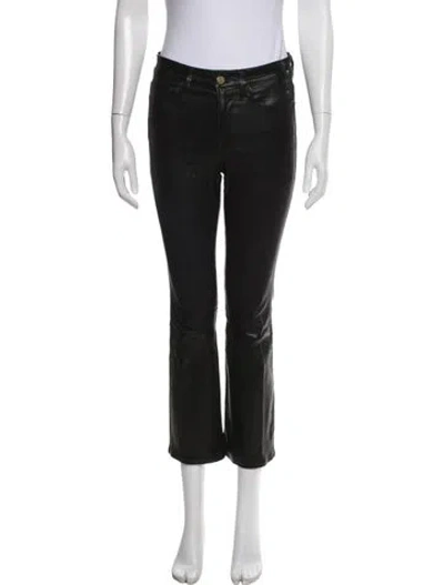 Pre-owned Frame Lamb Leather Flared Pants In Black