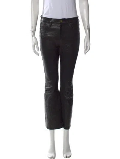 Pre-owned Frame Lamb Leather Flared Pants In Black