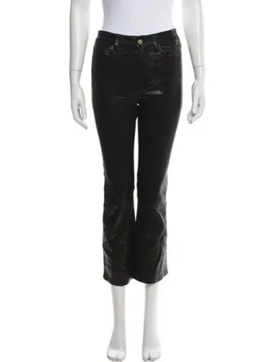 Pre-owned Frame Lamb Leather Flared Pants In Black