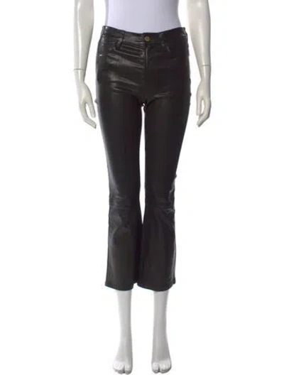 Pre-owned Frame Lamb Leather Flared Pants In Black