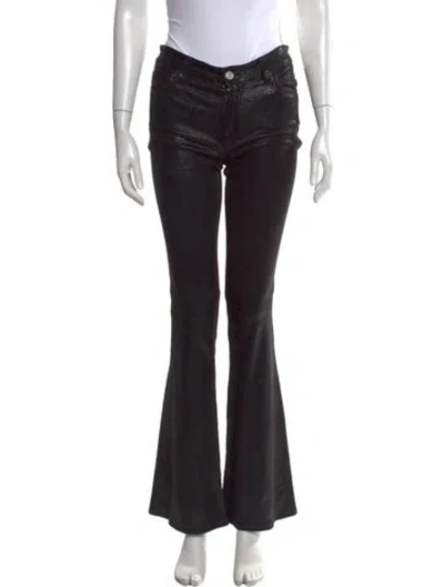 Pre-owned Frame Lamb Leather Flared Pants In Black