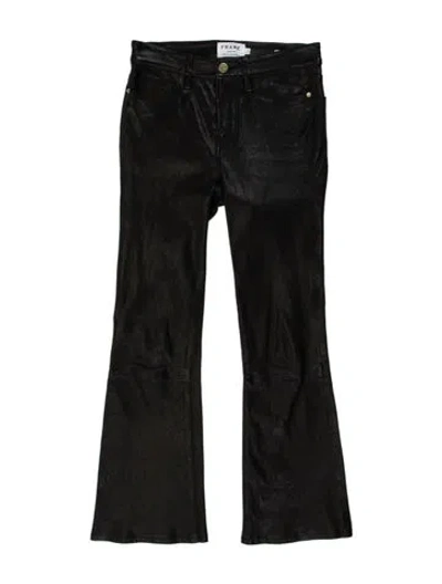 Pre-owned Frame Lamb Leather Flared Pants In Black