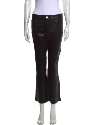 Pre-owned Frame Lamb Leather Flared Pants In Black