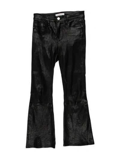 Pre-owned Frame Lamb Leather Flared Pants In Black