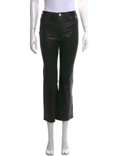 Pre-owned Frame Lamb Leather Flared Pants In Black