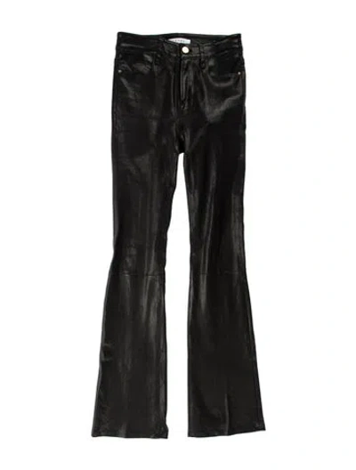 Pre-owned Frame Lamb Leather Flared Pants In Black