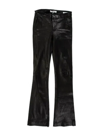 Pre-owned Frame Lamb Leather Flared Pants In Black