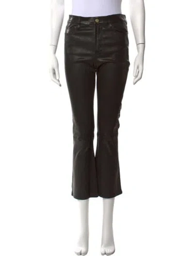 Pre-owned Frame Lamb Leather Flared Pants In Black