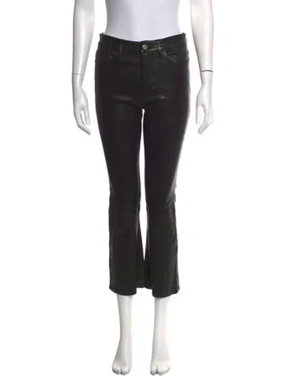 Pre-owned Frame Lamb Leather Flared Pants In Black