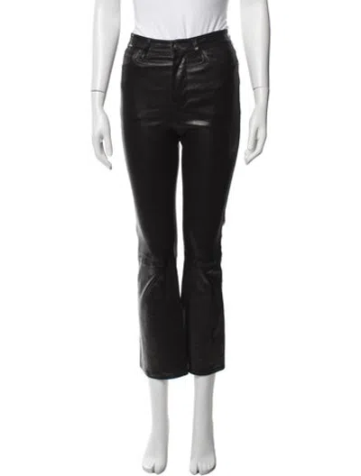 Pre-owned Frame Lamb Leather Flared Pants In Black