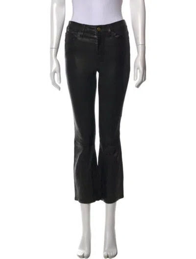 Pre-owned Frame Lamb Leather Flared Pants In Black
