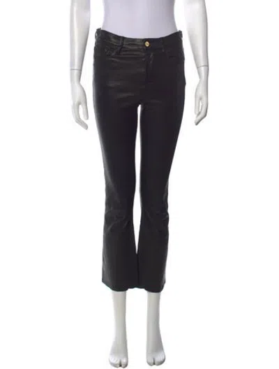 Pre-owned Frame Lamb Leather Flared Pants In Black