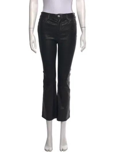 Pre-owned Frame Lamb Leather Flared Pants In Black