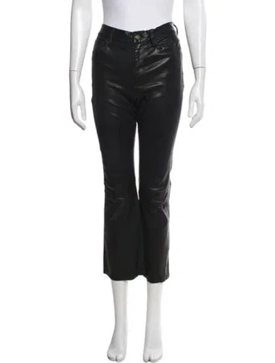 Pre-owned Frame Lamb Leather Flared Pants In Blue