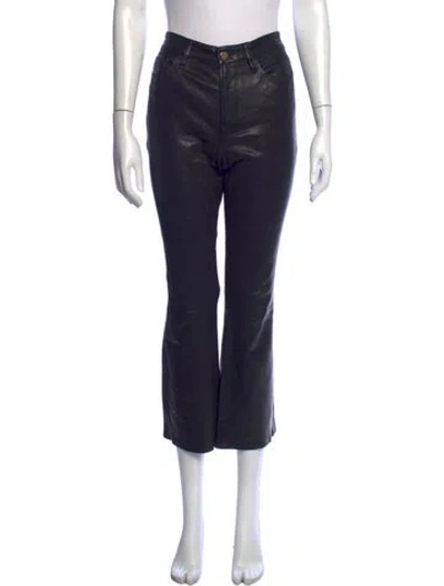Pre-owned Frame Lamb Leather Flared Pants In Blue