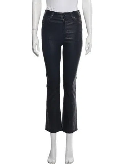 Pre-owned Frame Lamb Leather Flared Pants In Blue