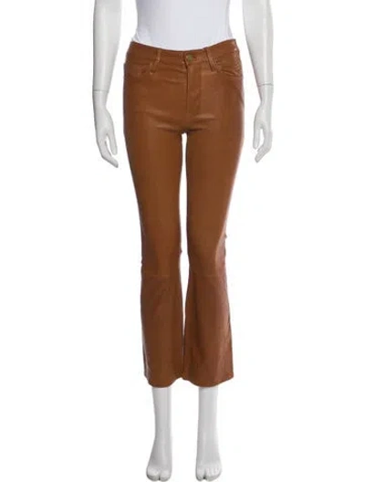 Pre-owned Frame Lamb Leather Flared Pants In Brown